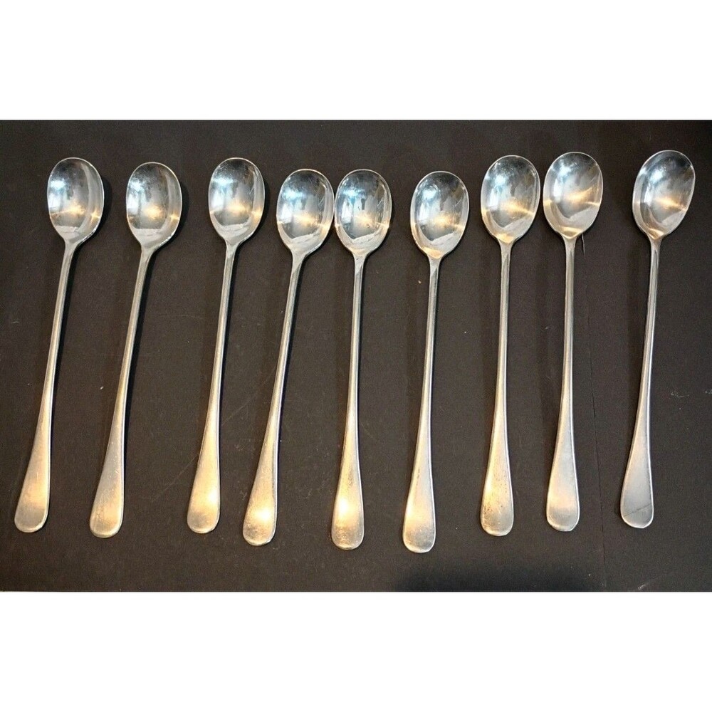 9 Vtg 1877 Niagara Falls Silver Co 8.5" Iced Tea Beverage Long Spoons